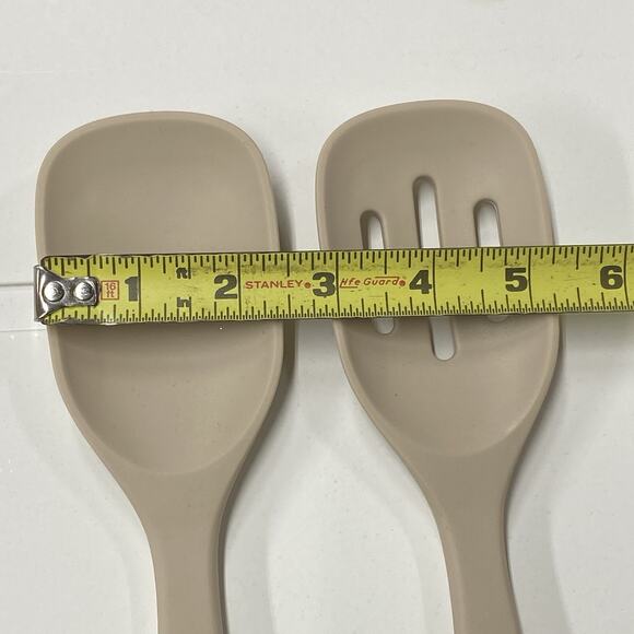 Tovolo Elements Silicone Mixing & Slotted Spoons Set of 2 Oatmeal - Picture 6 of 7